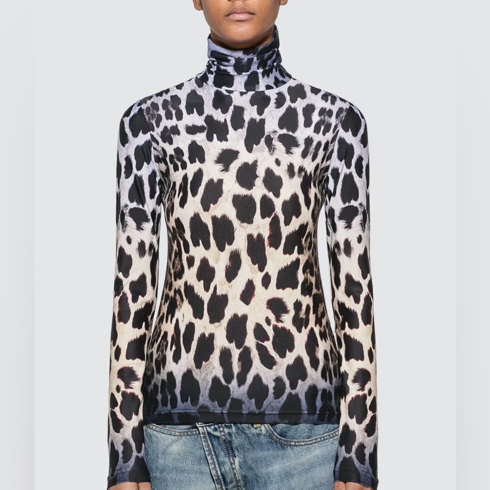 R13 leopard turtleneck top